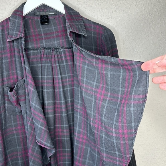 Ellison Open Front Fly Away Flannel Shirt Size Medium - Picture 2 of 9